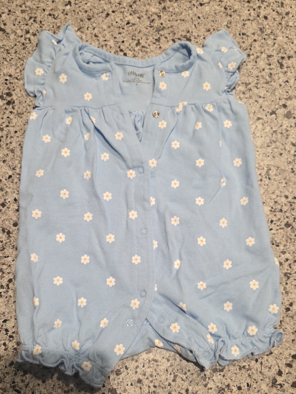 Little Me Light Blue Floral Baby One-Piece Bodysuit